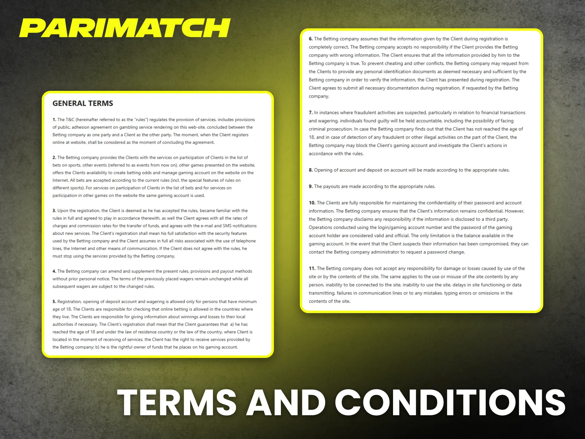 Parimatch explains all terms in simple and easy language.