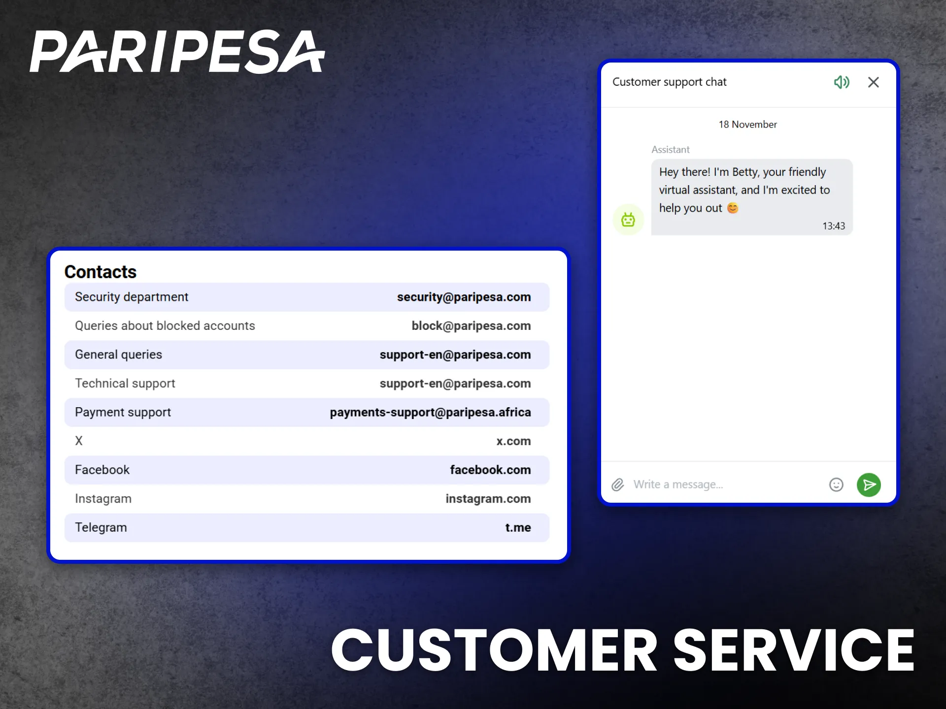 South Africa users rely on Paripesa customer support.