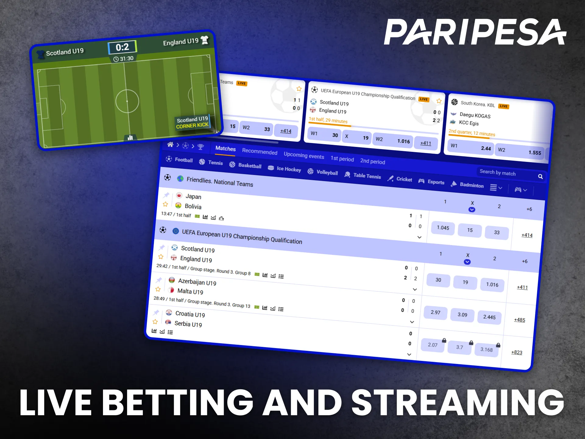 Live streaming and live betting tools attract Paripesa users.