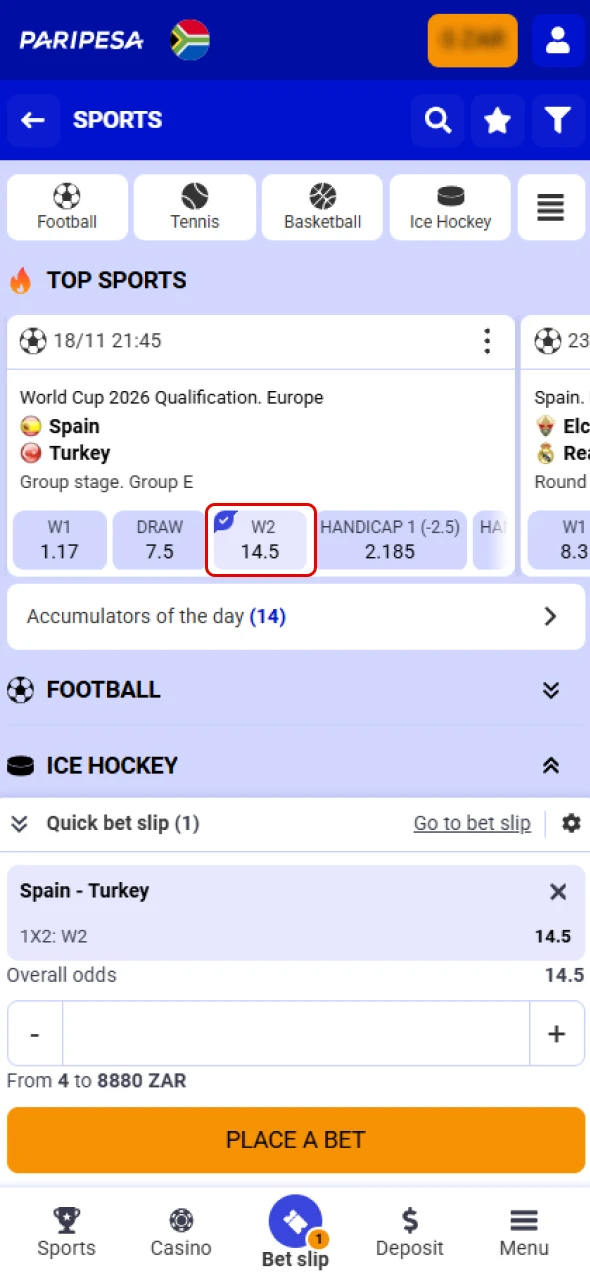 Pick an event to find the current odds and place your wager with Paripesa.