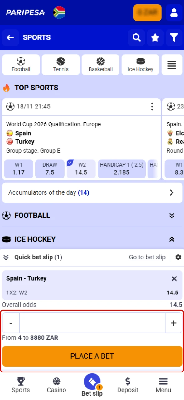 Place your bet to confirm your winning prediction on Paripesa.