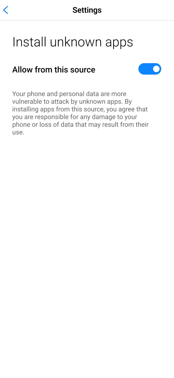 Allow installation permissions in your settings to install the Paripesa app.