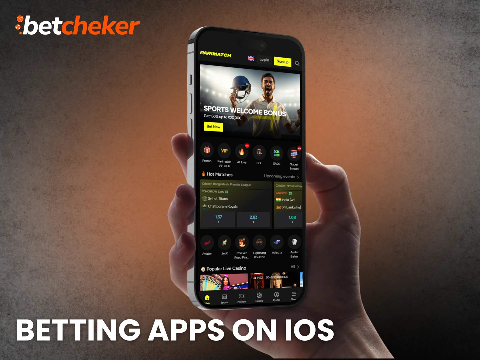 Install the betting app on iOS.