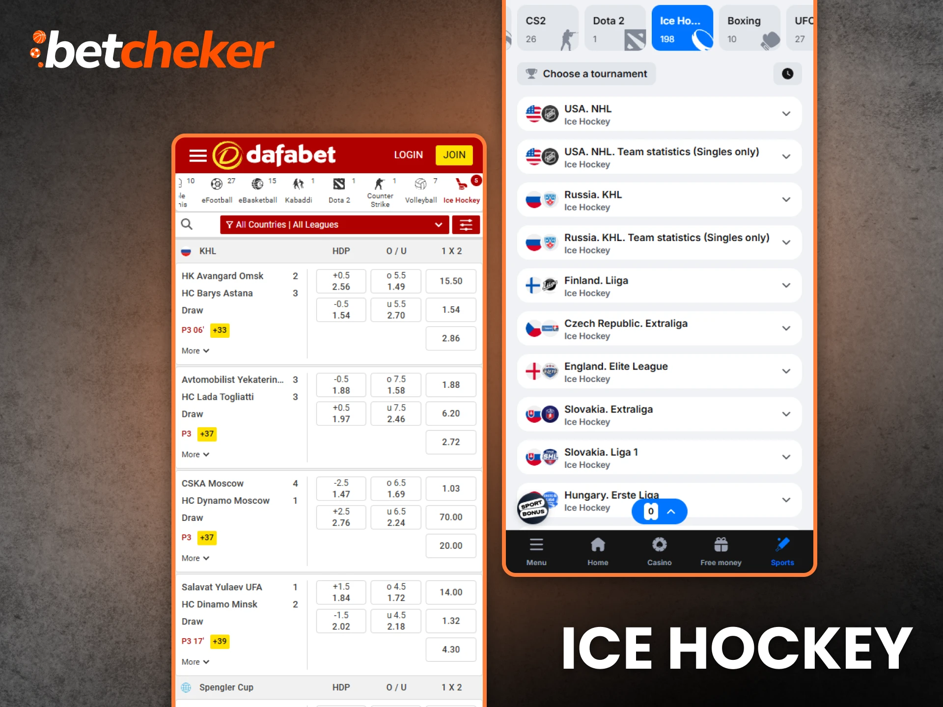 Check ice hockey odds and win on the betting apps.