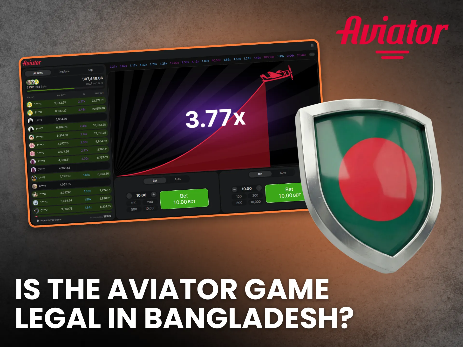 Check whether the Aviator game is legal for Bangladesh players.