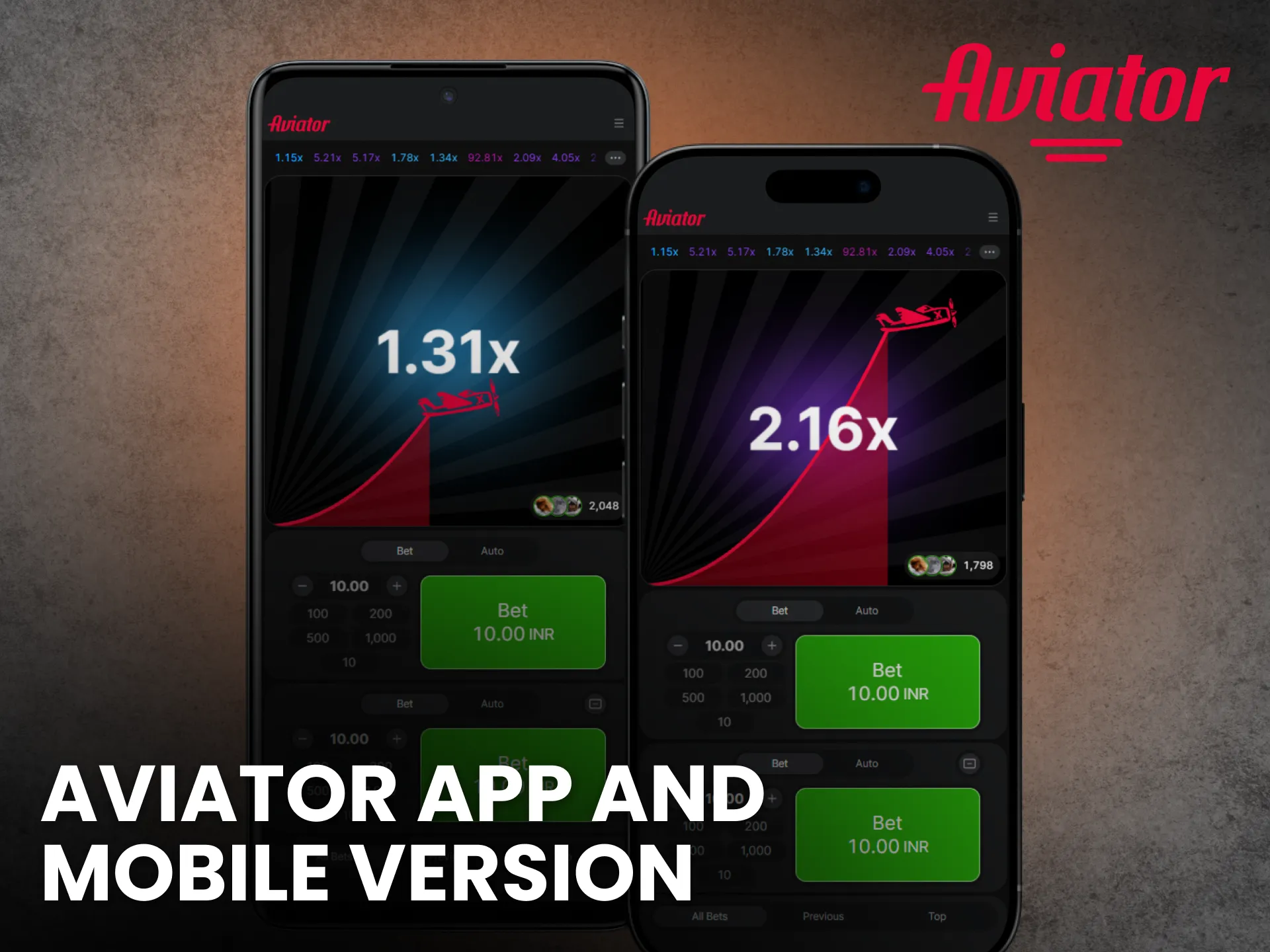 Download the Aviator App to play on Android and iOS devices.