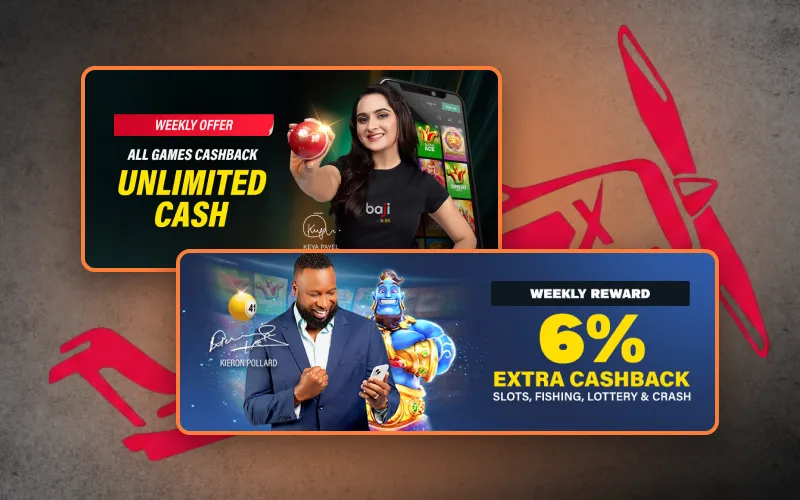 Receive bonus cashback while placing Aviator bets online.