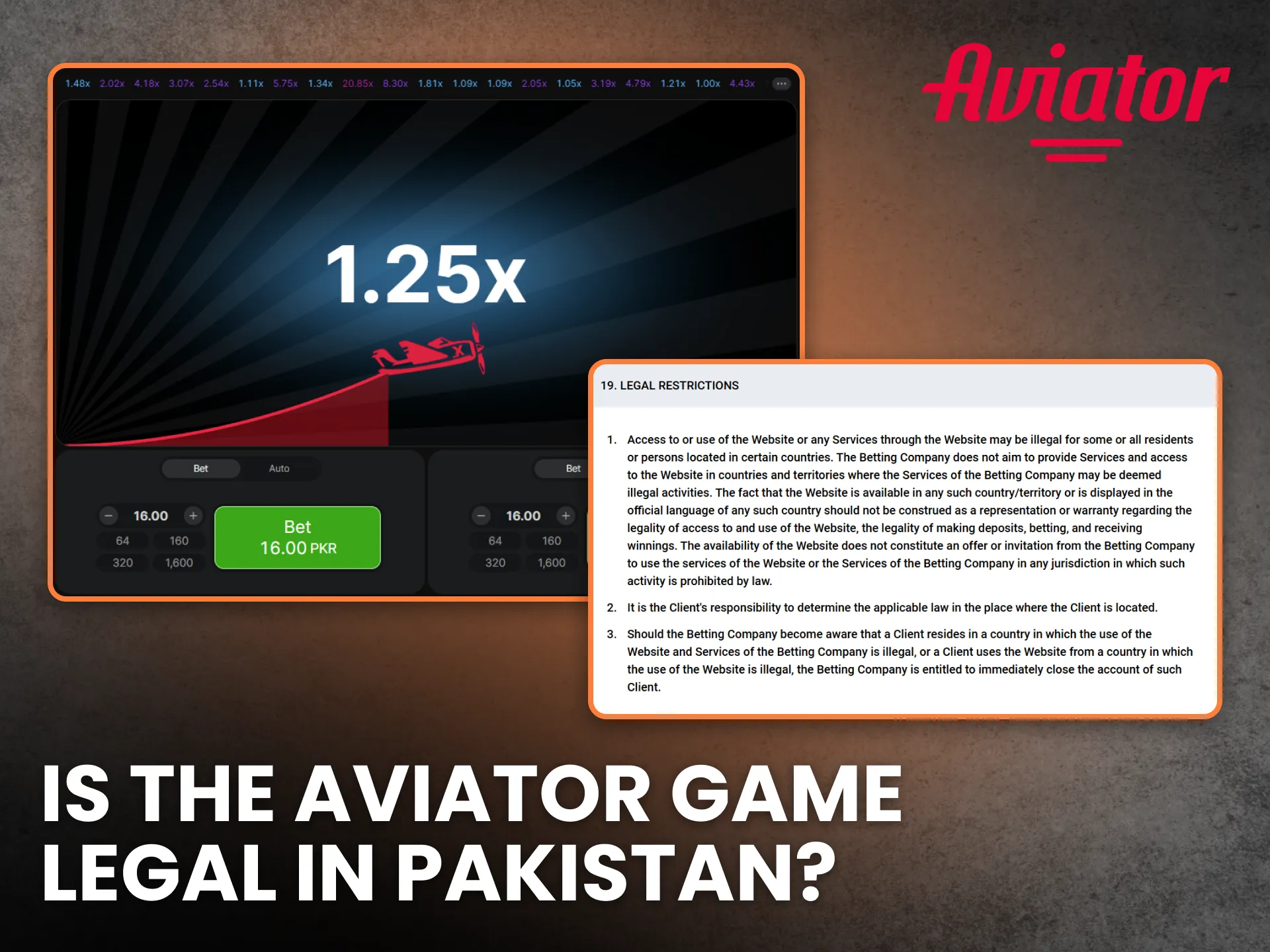 Check if the Aviator game is legal for players in Pakistan.