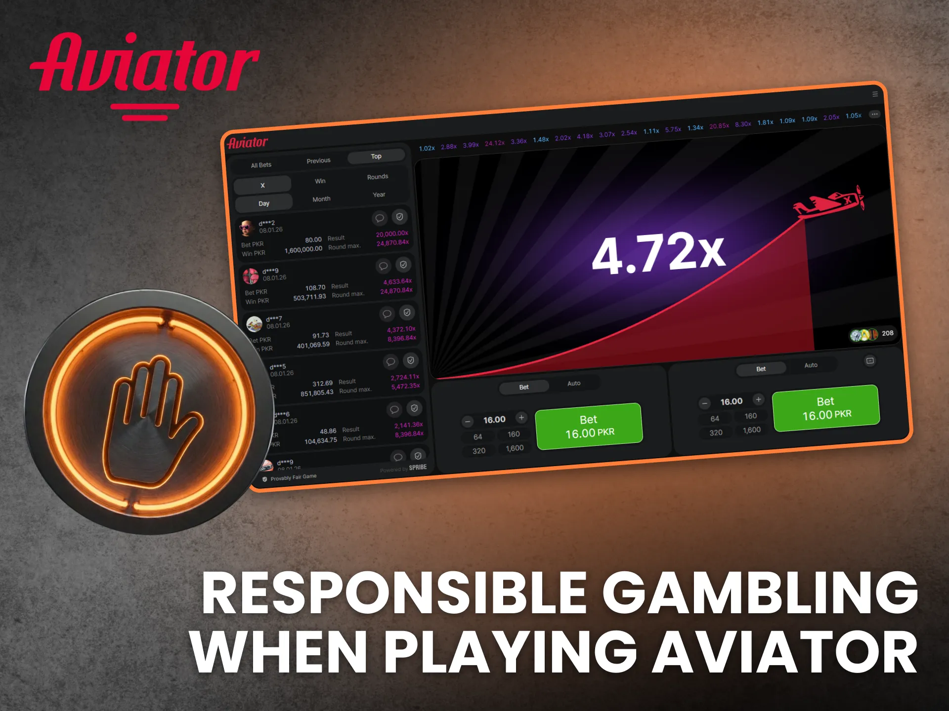 Practice responsible gambling habits while playing the Aviator game.
