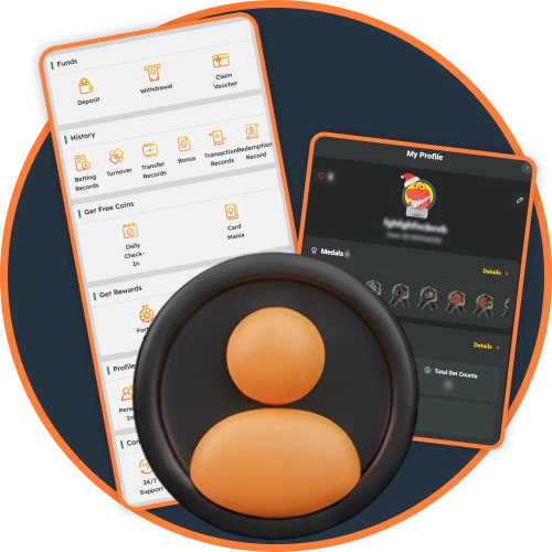 Control your betting account and profile settings in the app.