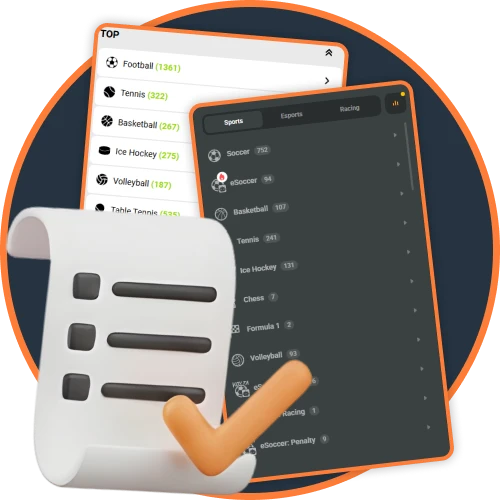 Scan the wide variety of markets available in the betting app.