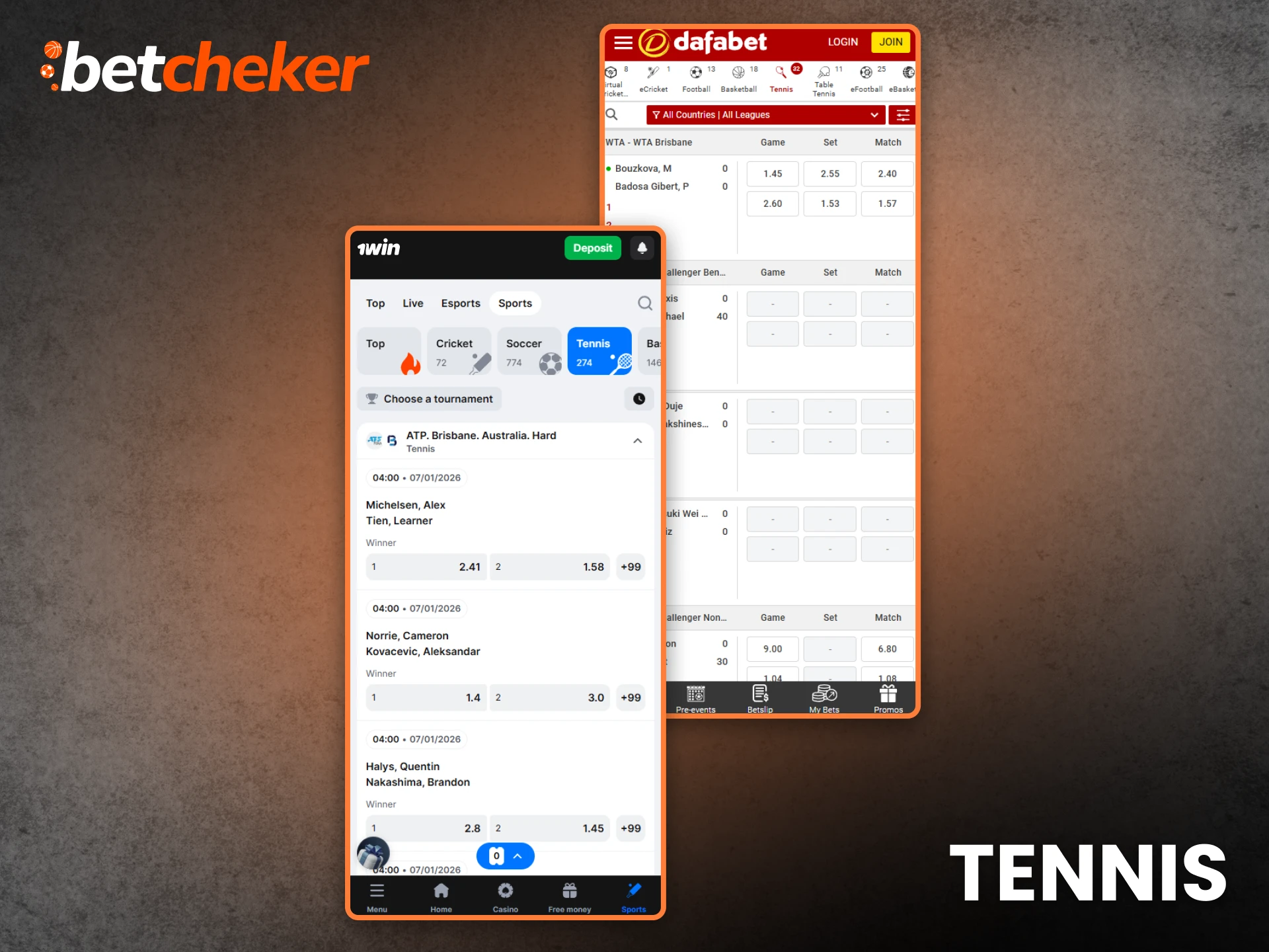Try tennis betting to win big on the betting apps.