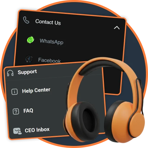 Message the help desk team directly from the betting app.