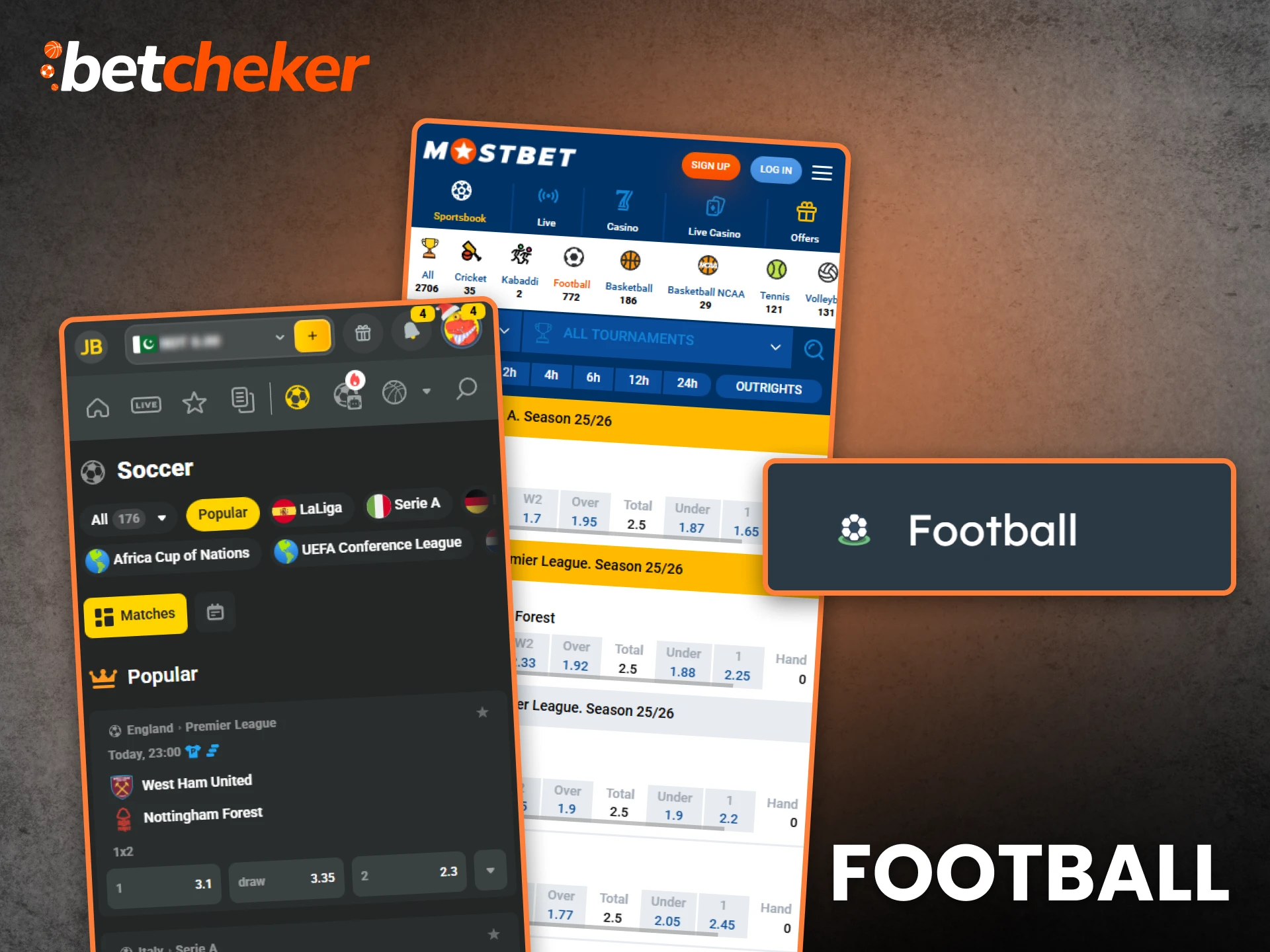 Bet on football games and win via the casino apps.
