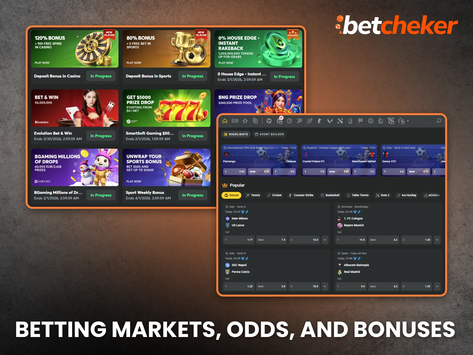 Compare betting markets odds and bonuses across trusted betting sites.
