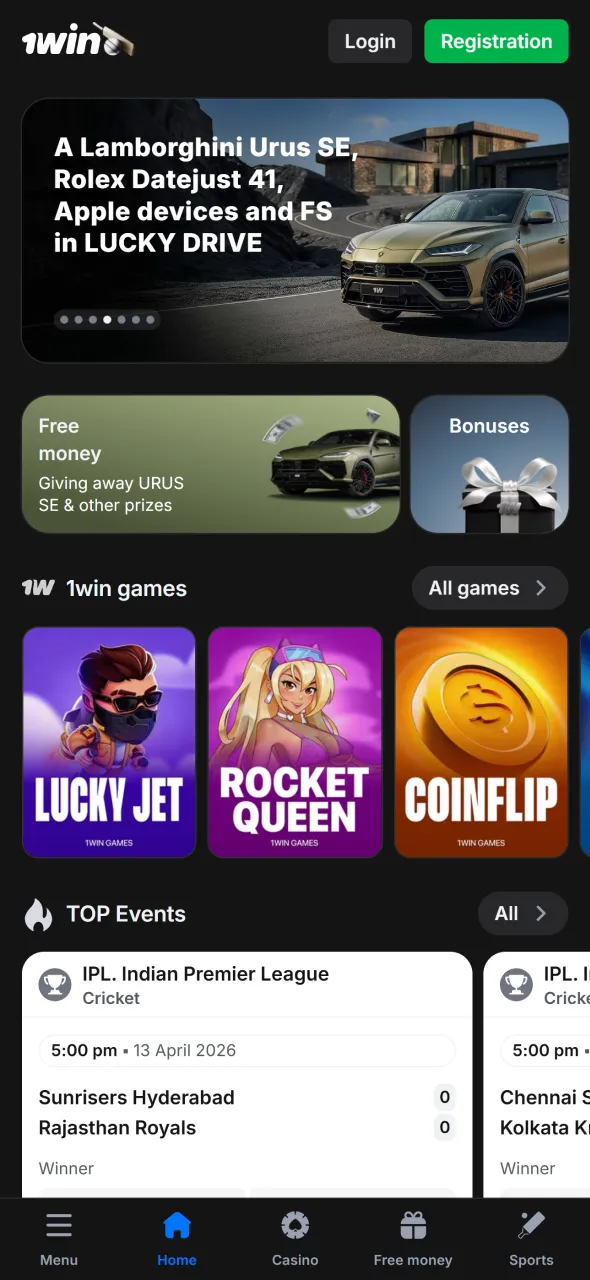 Open 1win website in India to begin downloading the mobile app.