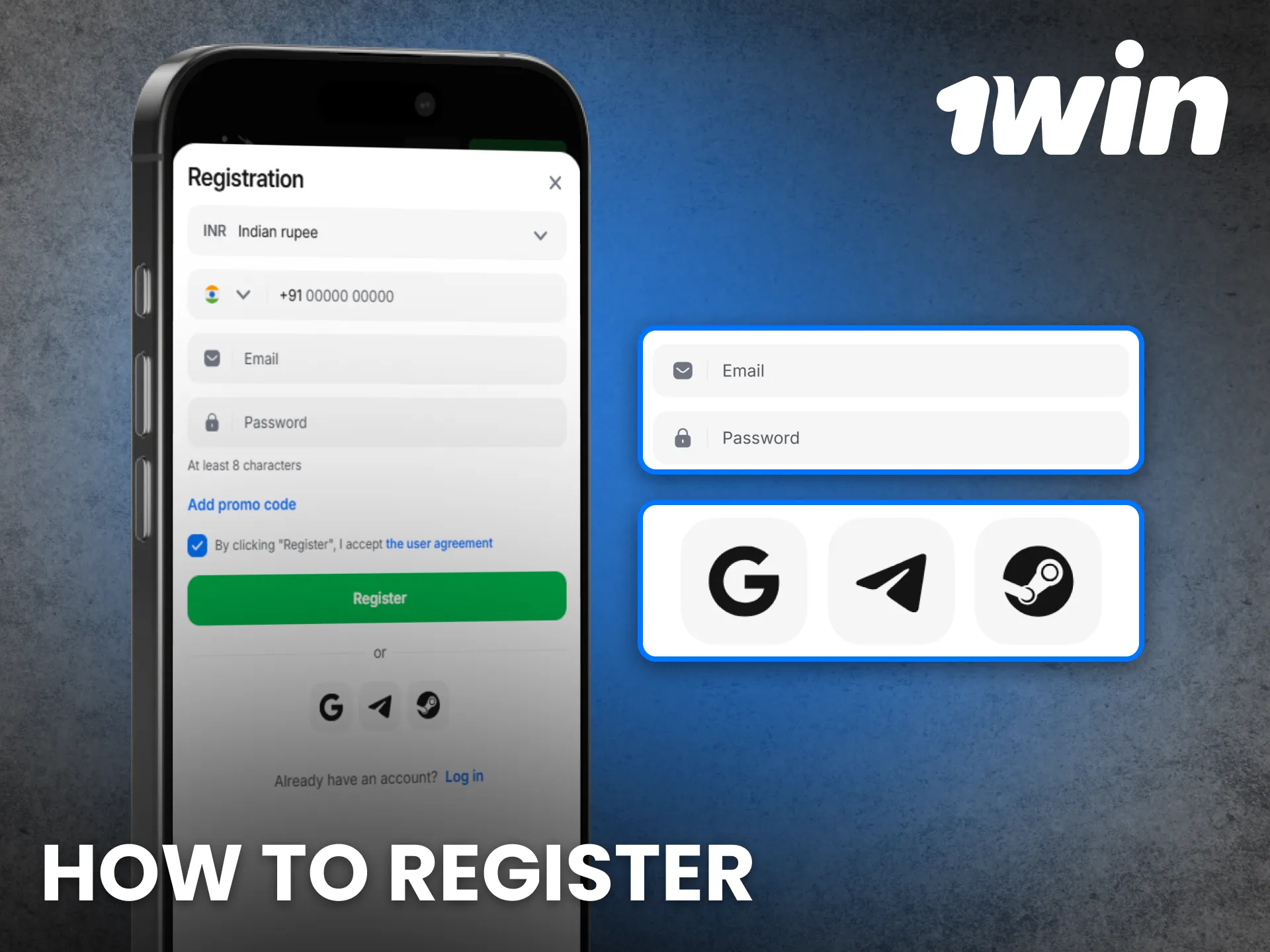 Register on 1win app in India and create your account quickly.