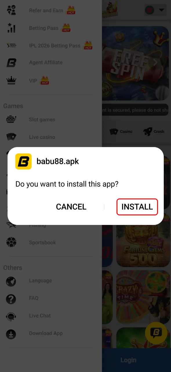 Install Babu88 app on Android and access games without delay.