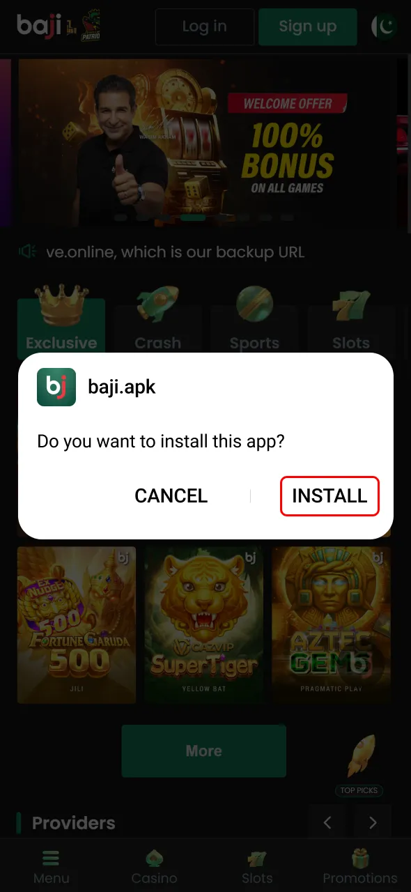 Install Baji Live application and launch it to start using features.