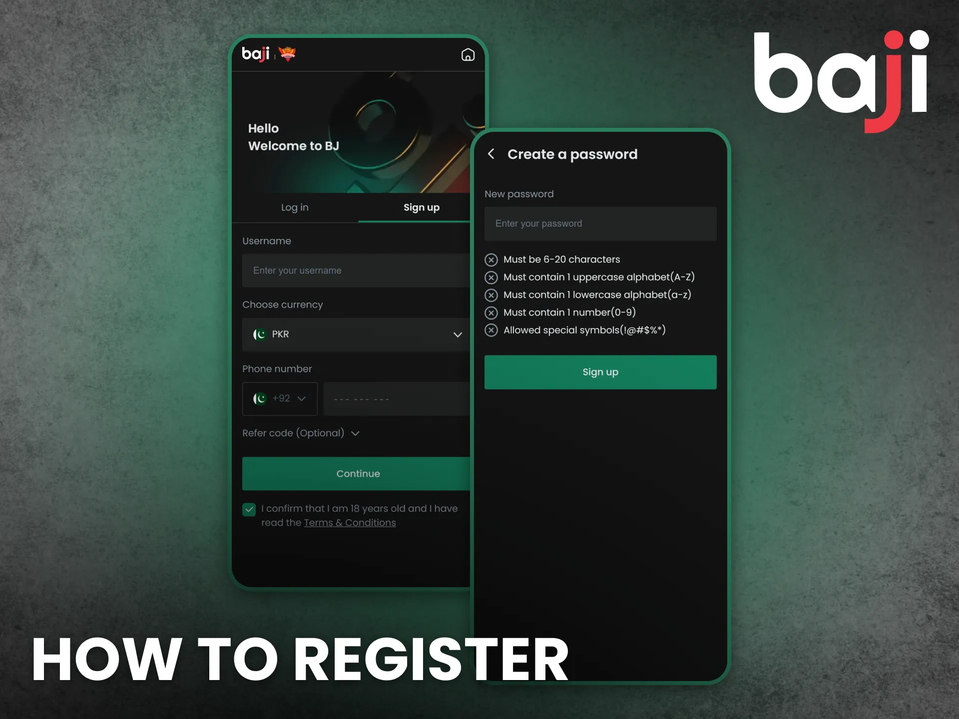 Register on Baji Live app in Pakistan and create account quickly.