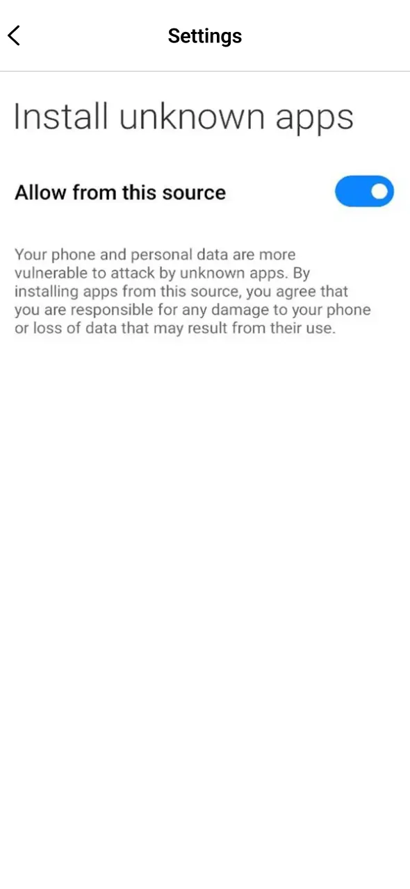 Enable installation from unknown sources to proceed with Dafabet app setup.