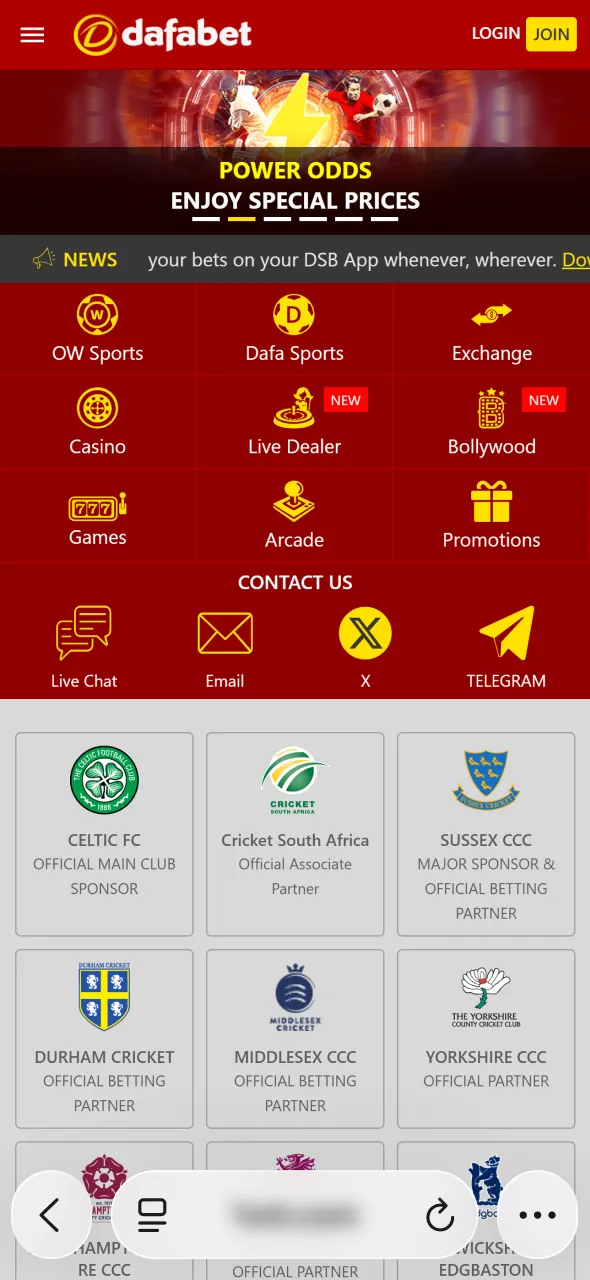 Open Dafabet website in India to start setting up the iOS app version.