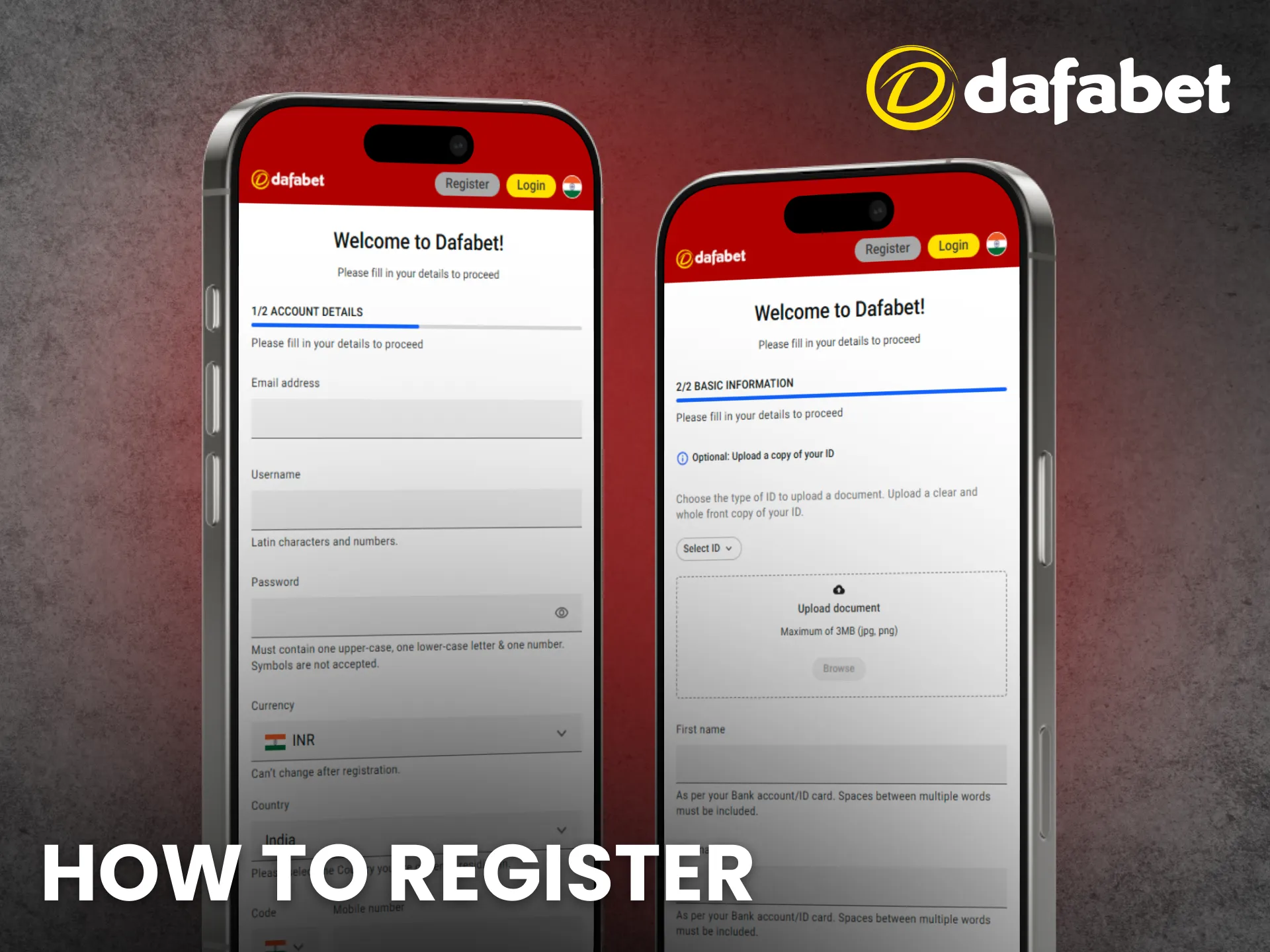 Create an account on Dafabet app in India and start exploring betting options.
