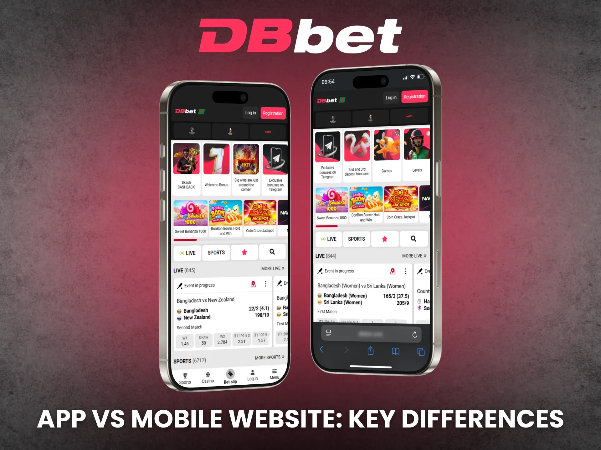 Compare Dbbet mobile app and browser version for usability differences.