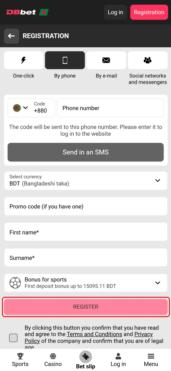 Finish Dbbet app registration process and access your dashboard.