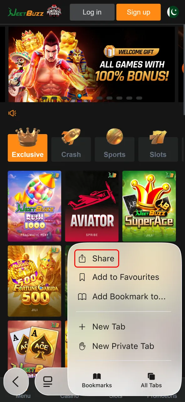 Use Jeetbuzz app menu to proceed with iOS setup quickly.