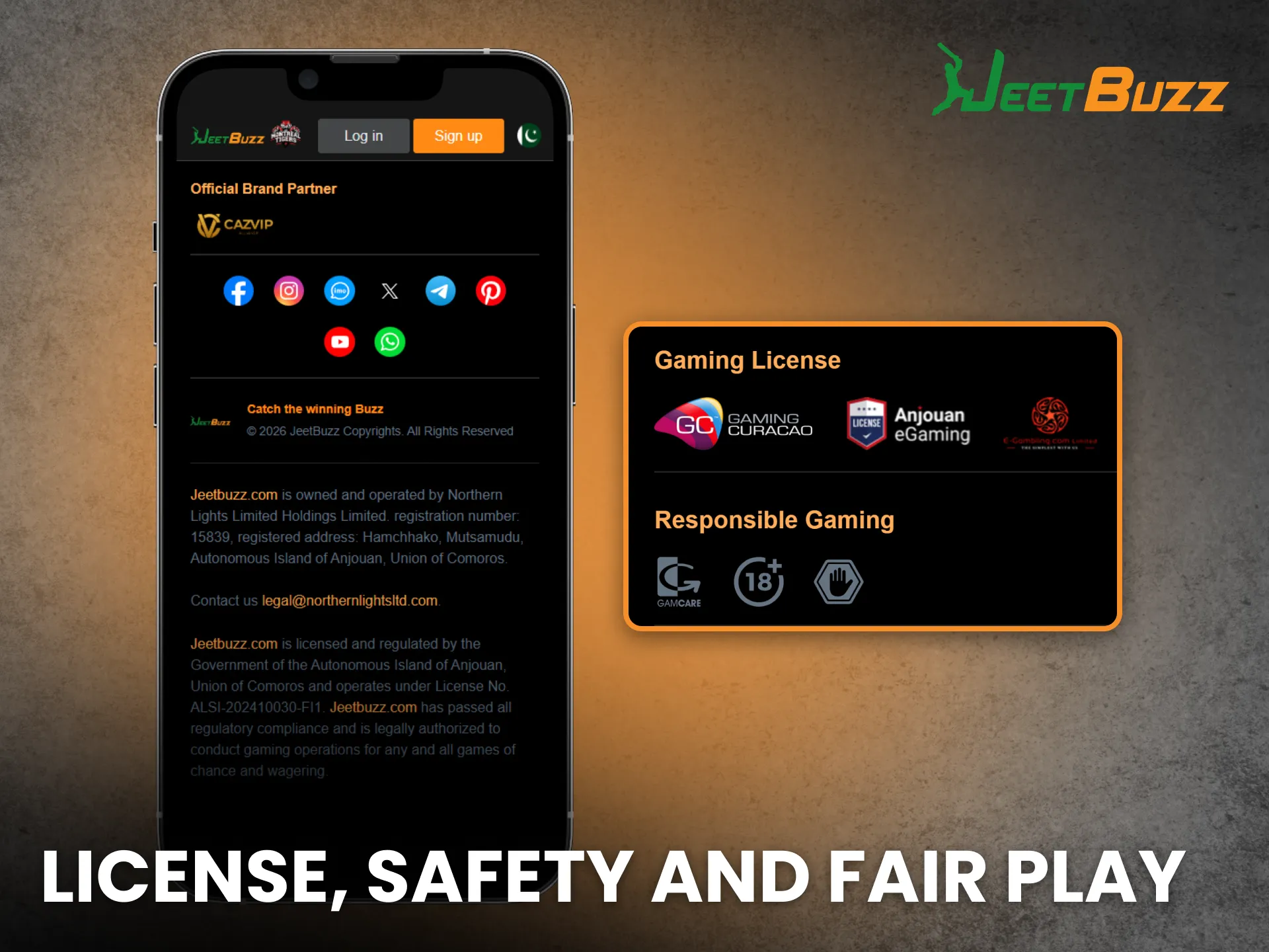 Trust Jeetbuzz app license and enjoy safe fair gaming environment.
