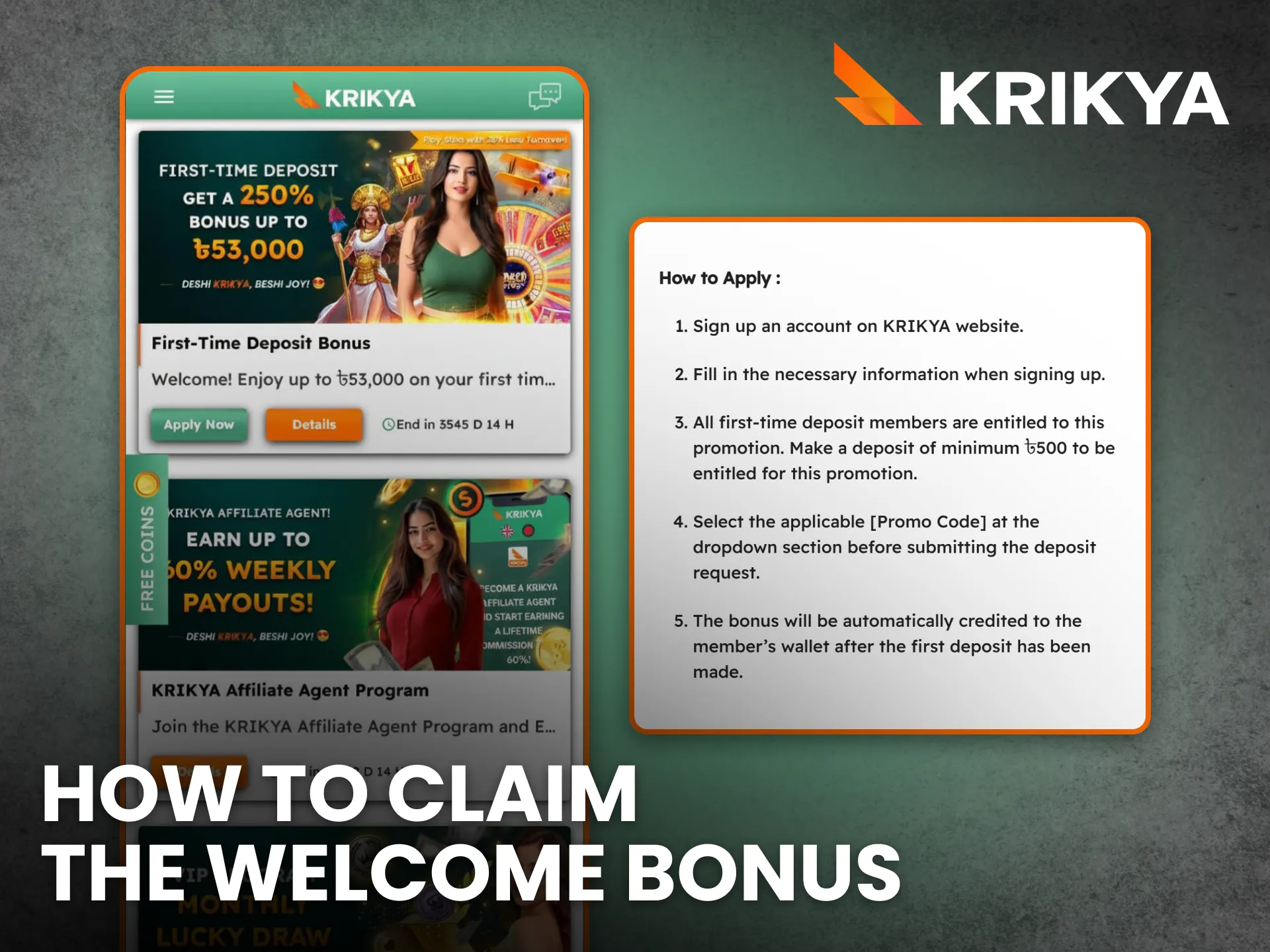 Follow Krikya app steps to claim welcome bonus quickly.