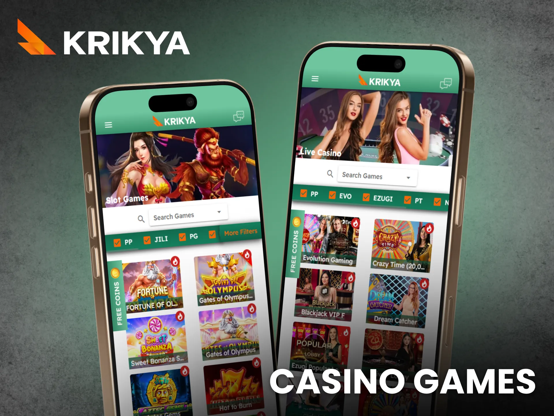 Play casino games on Krikya app and discover exciting titles.