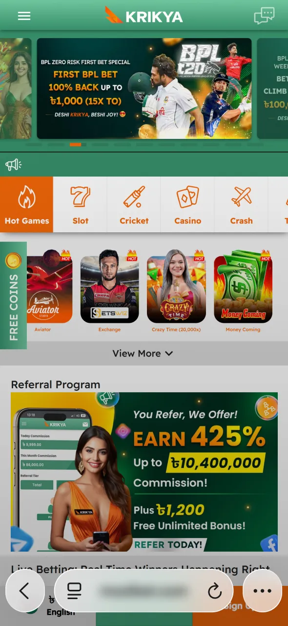 Visit Krikya official website and start iOS app installation process.