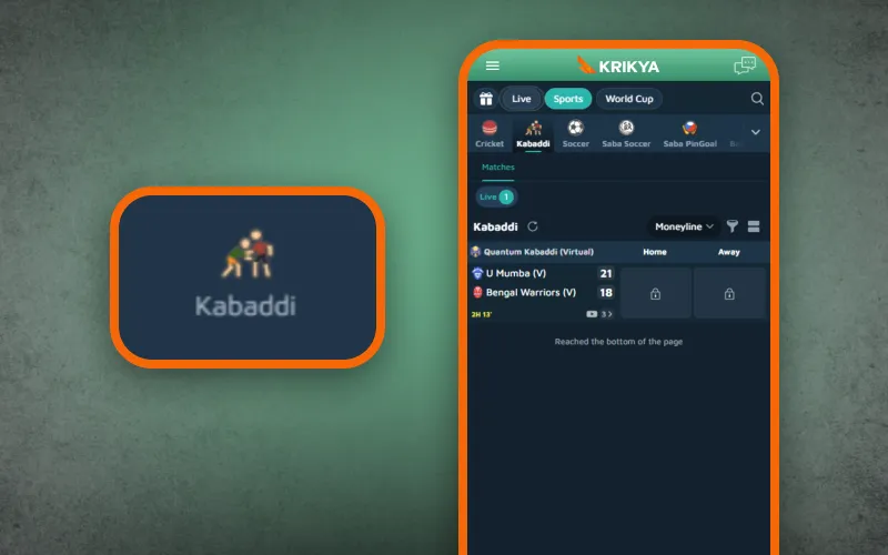 Place Kabaddi bets on Krikya app and explore popular markets.