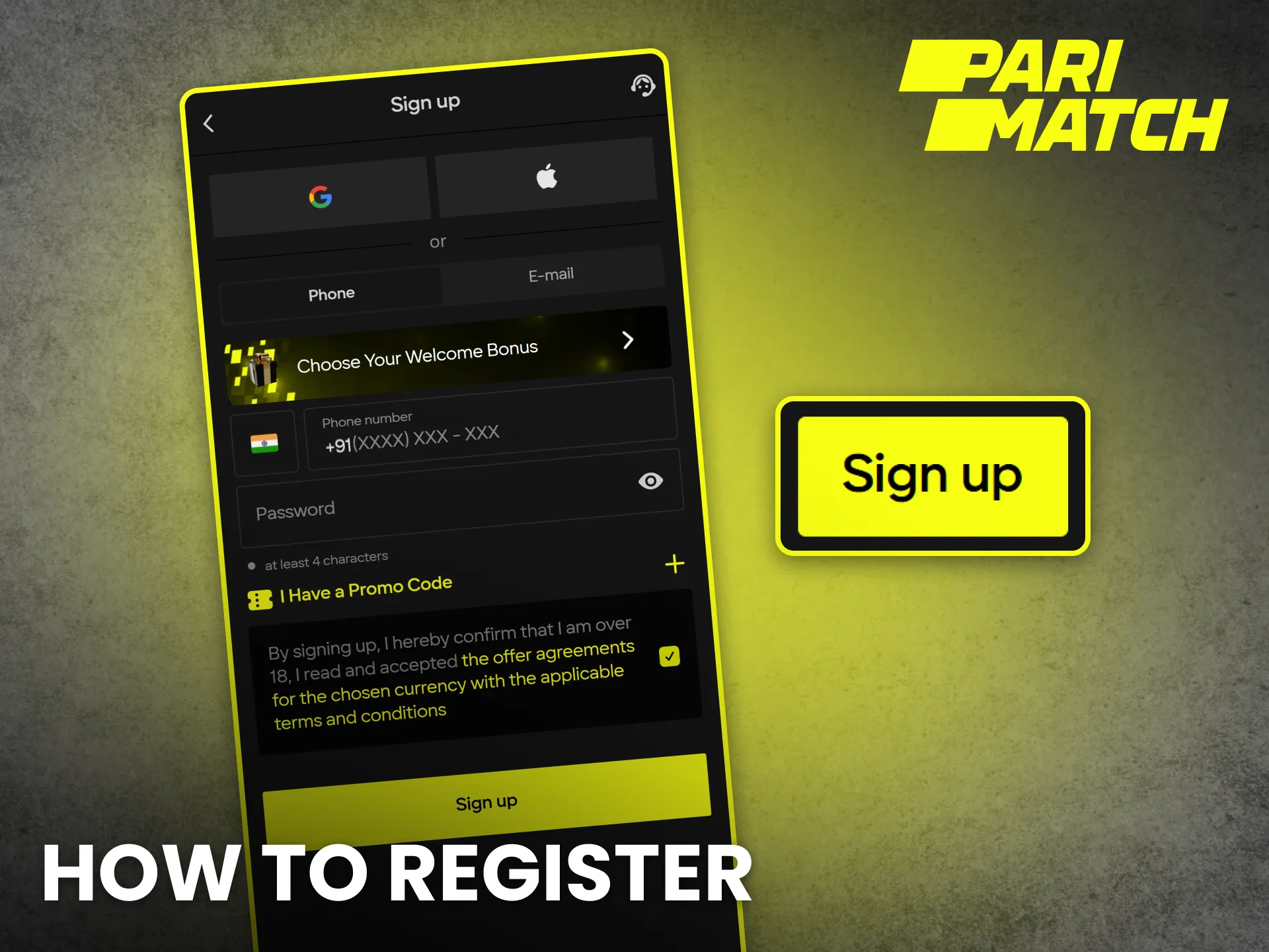 Register on Parimatch app in India quickly and start betting online.