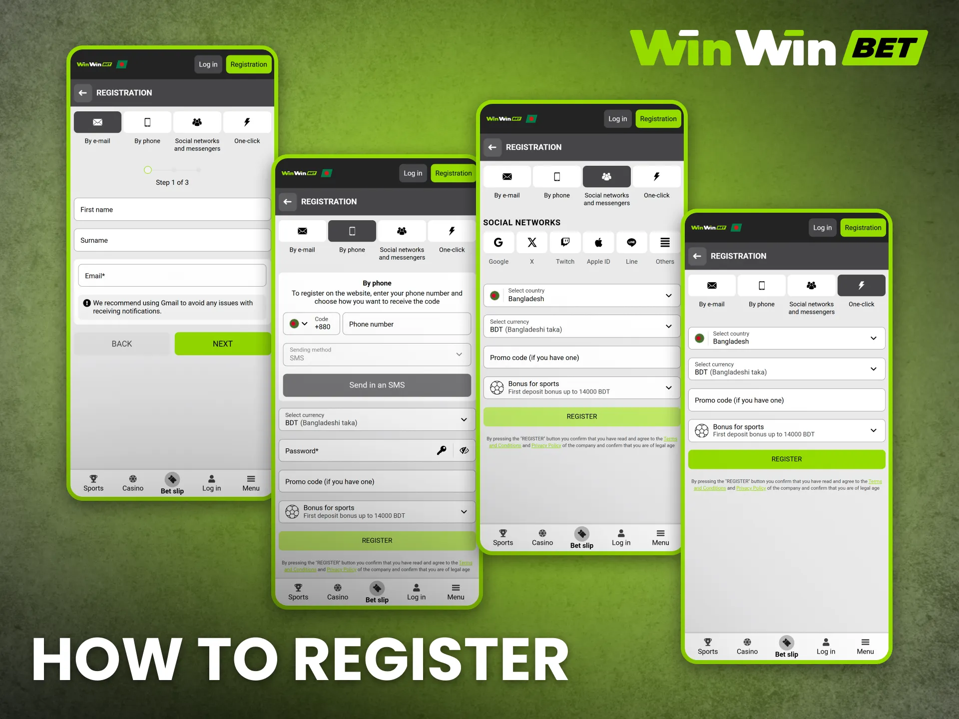 Complete WinWin app registration in Bangladesh and start betting.