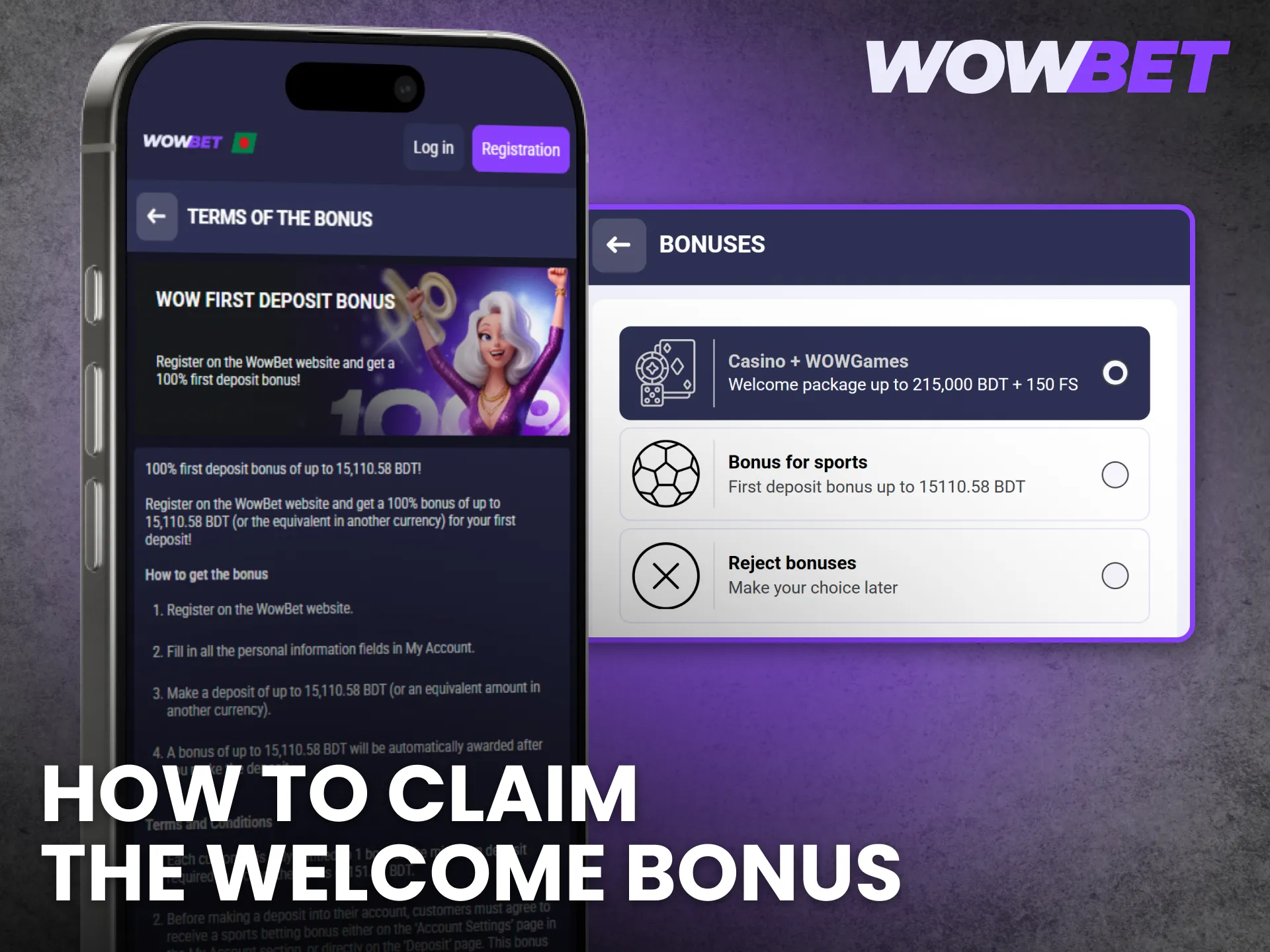 Follow Wowbet app steps to claim welcome bonus quickly.