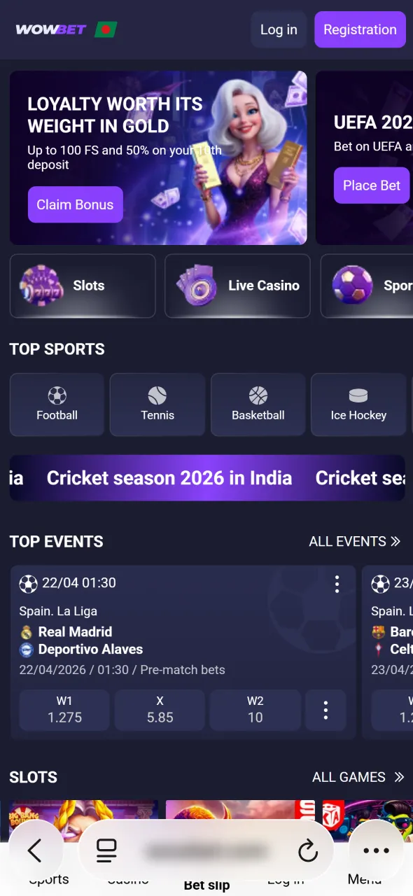 Go to Wowbet website and begin iOS app setup process.