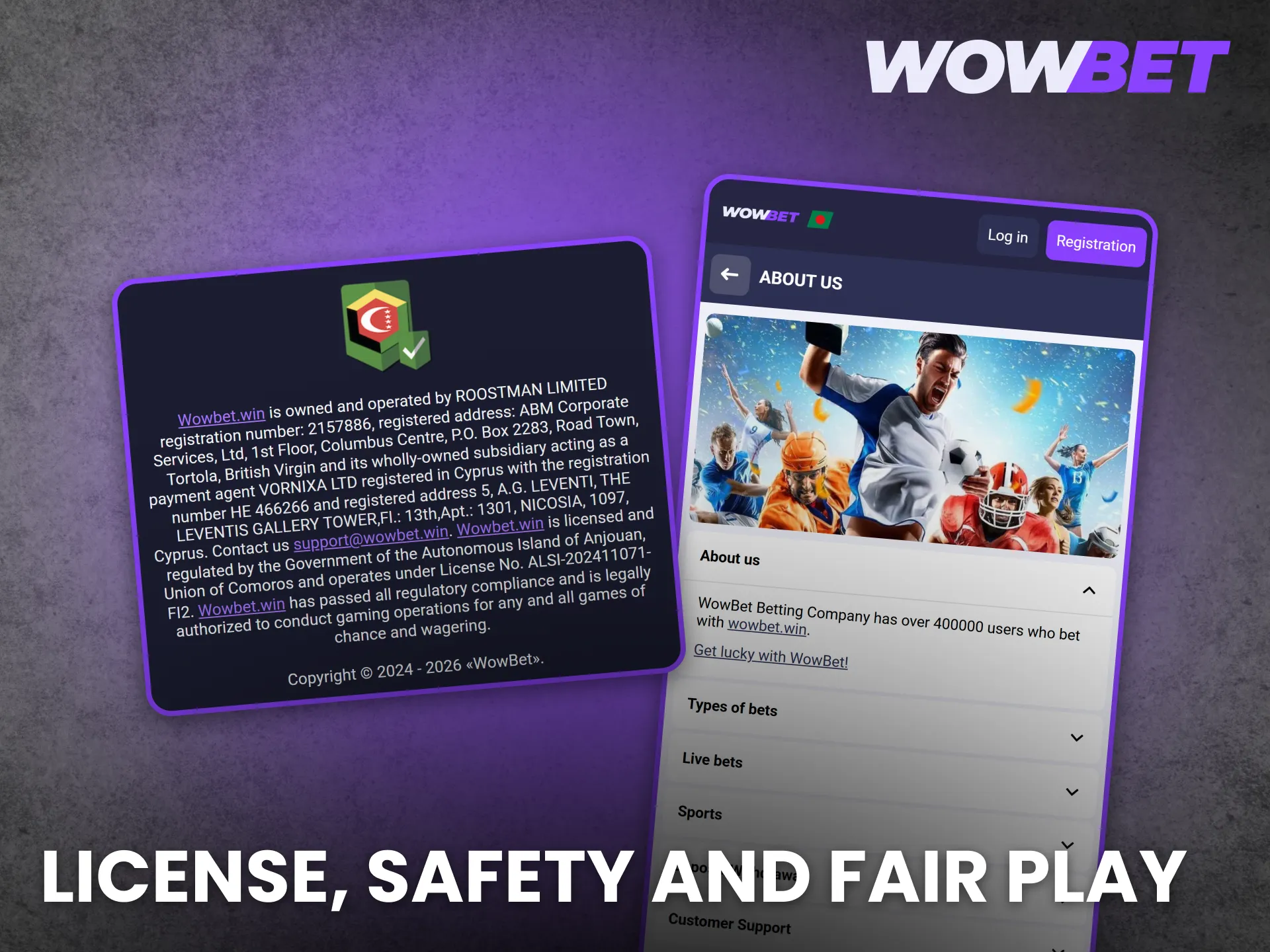 Trust Wowbet app license and enjoy safe fair gaming environment.